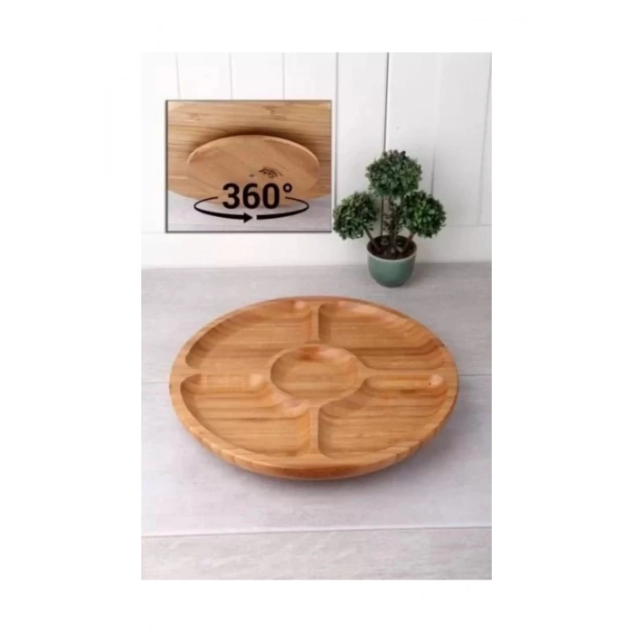 Döner Bambu Sunum Tabağı 5 Bölmeli 25 Cmds2525 (599)