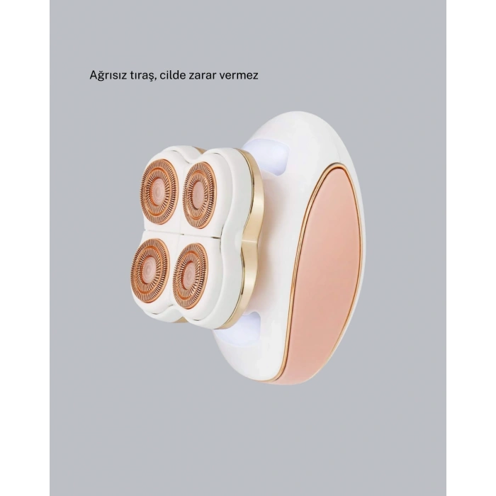 Dört Kesici Başlıklı Vücut Tıraş Cihazı Ağrısız Kullanım