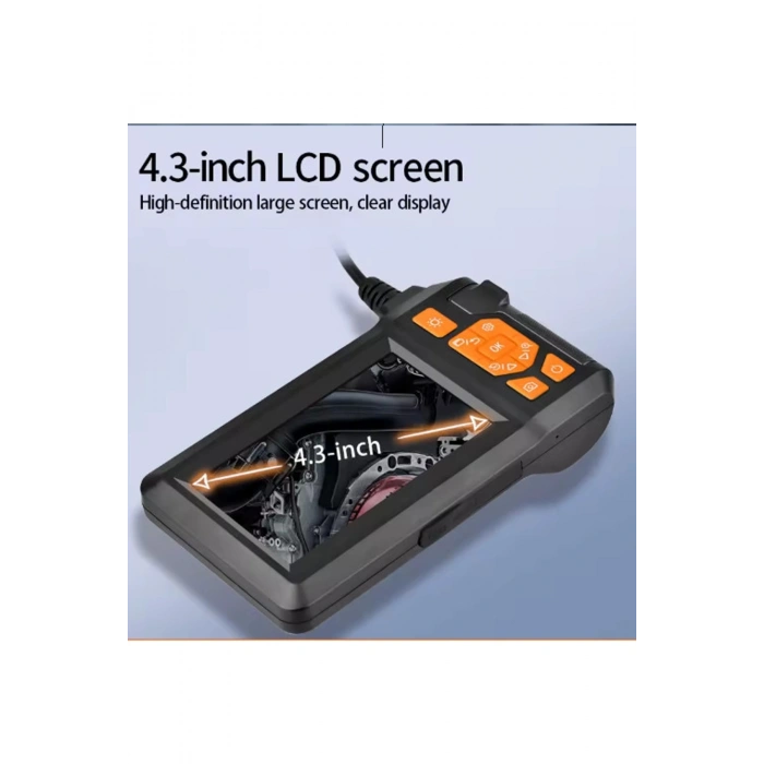 Ekranlı Üç Kameralı Çantalı 10 Metre Sert Kablo Yılan Endoskop Kamera  Sd Kart Girişli 8 Mm 4.3 Inc