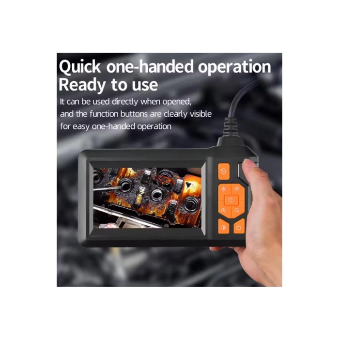 Ekranlı Üç Kameralı Çantalı 10 Metre Sert Kablo Yılan Endoskop Kamera  Sd Kart Girişli 8 Mm 4.3 Inc