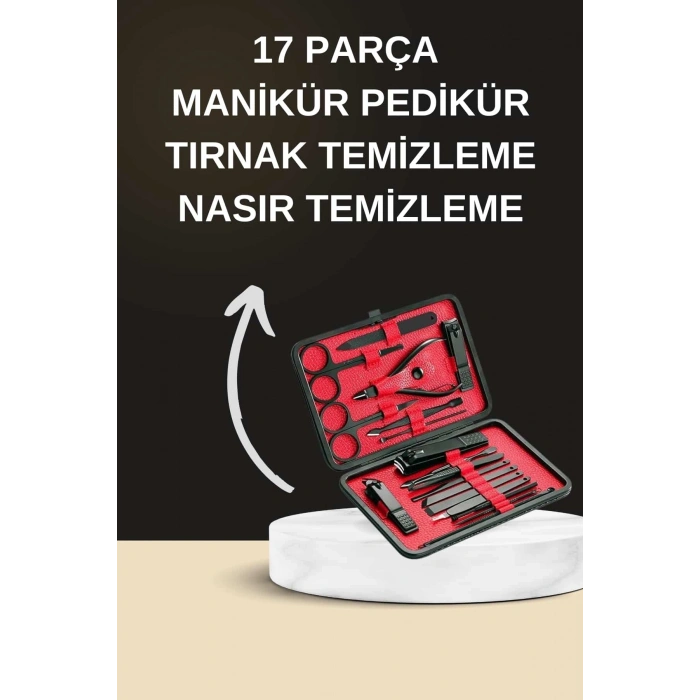 Elektrikli Manikür Pedikür Seti İkili Set 17 Parça Tırnak Bakımı Nasır Temizleme Tırnak Şekillendirme