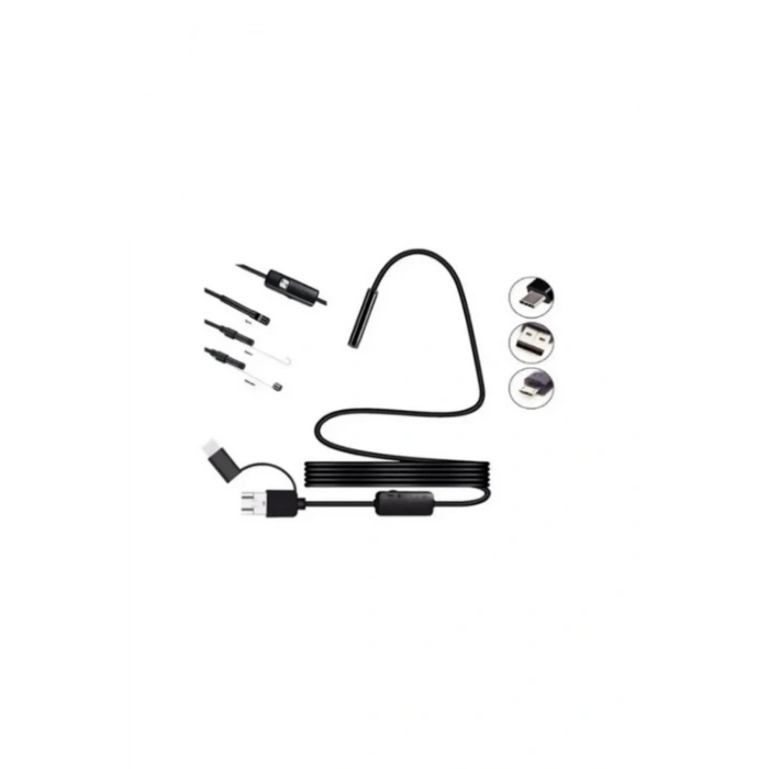 Endoskop Yılan Video Kamera Led’li 10 Metre 7 Mm Sert Kablo