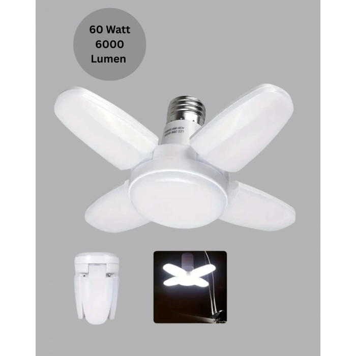 Enerji Tasarruflu Led Ampül 60 Watt 4 Kollu Beyaz Işık