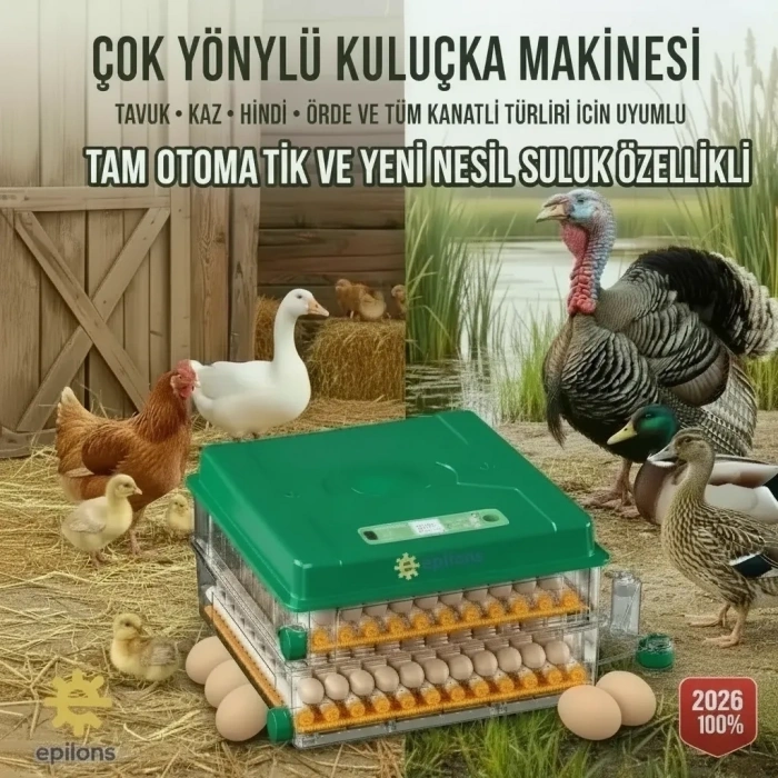 Ep-120 Yumurta Kapasiteli Tam Otomatik Kuluçka Makinesi - Yeni Nesil Harici Suluklu, Dijital Nem Ve Sıcaklık Göstergeli