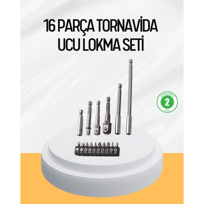 Ergonomik 16 Parça Bits Tornavida Uç Ve Adaptör Seti