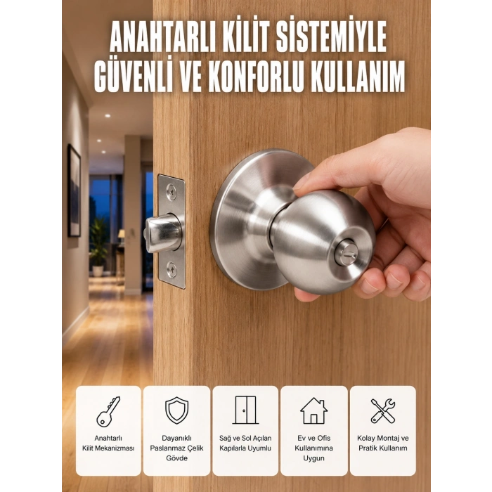 Es Güvenli Topuzlu Kapı Kilidi