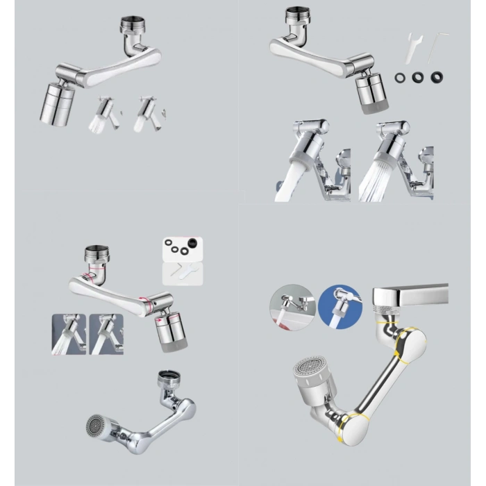 Esnek 1080° Musluk Başlığı 3 Eklemli Hareketli Su Modlu Lavabo Aparatı (599)