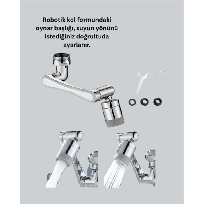 Esnek 1080° Musluk Başlığı 3 Eklemli Hareketli Su Modlu Lavabo Aparatı (599)