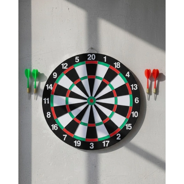 Ev Ve Oyun Alanları İçin Dart Tahtası 12 İnç 4 Dart Oku Dahil