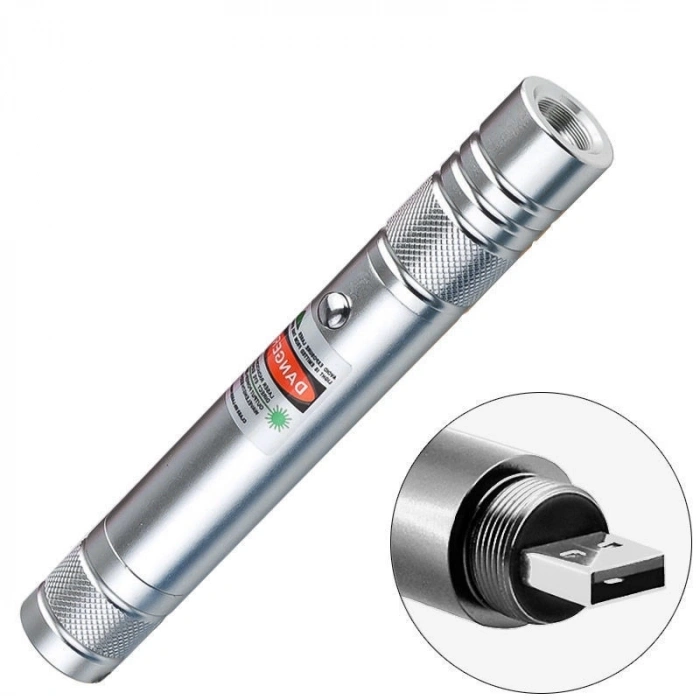 Fithome 100mw Desen Başlıklı Usb Şarjlı Yeşil Lazer Pointer