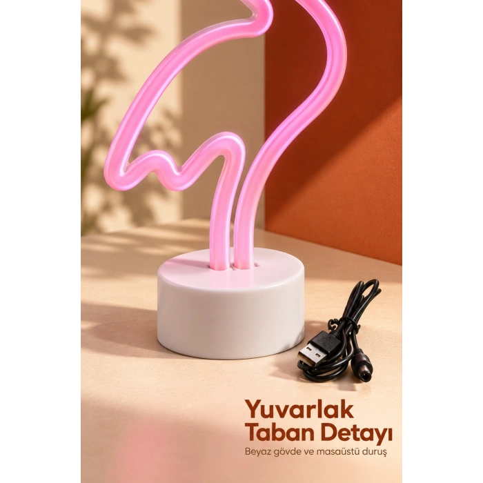 Flamingo Led Lamba Pembe Işıklı Usb Ve Pilli