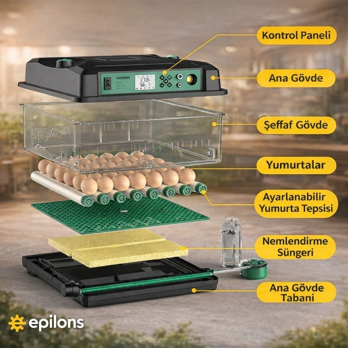 Fx-192 Model Tam Otomatik Kuluçka Makinesi –tüm Kanatlı Hayvanlara Uyumlu Yeni Nesil Su Hazneli Süngerli Sistem