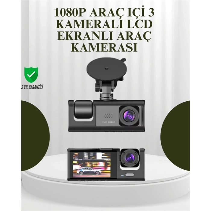 G-sensörlü 3lü Kayıtlı Araç Kamerası