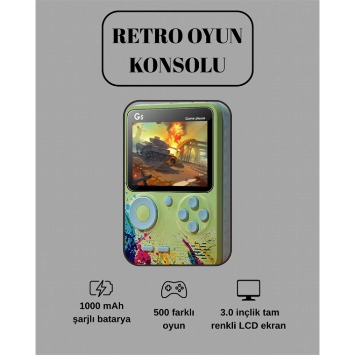 G5 Game Box Retro Mini Oyun Konsolu – 500 Dahili Oyun