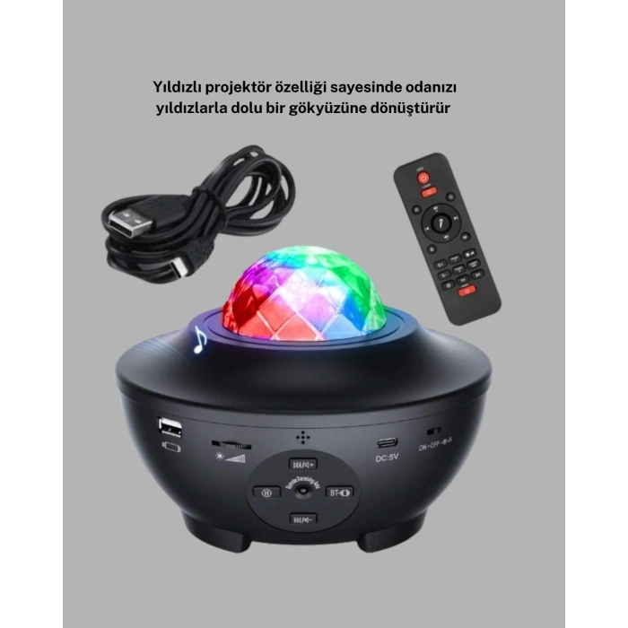 Galaxy Yıldız Projektör Çok Renkli Ayarlı Parlaklık Uzay Atmosfer Işığı
