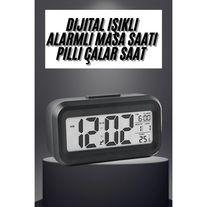 Gece Dijital Masa Saati Dijital Alarmlı Led Ekran Pilli Çalar Saat