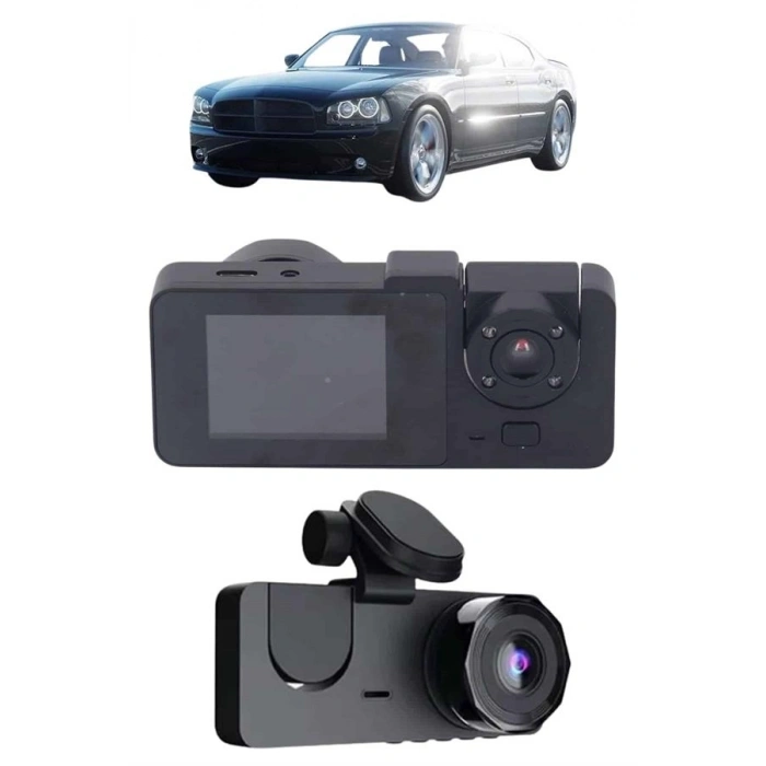 Gece Görüşlü Dvr 3 Lensli Araç İçi Sürüş Kamerası Video Kaydedici