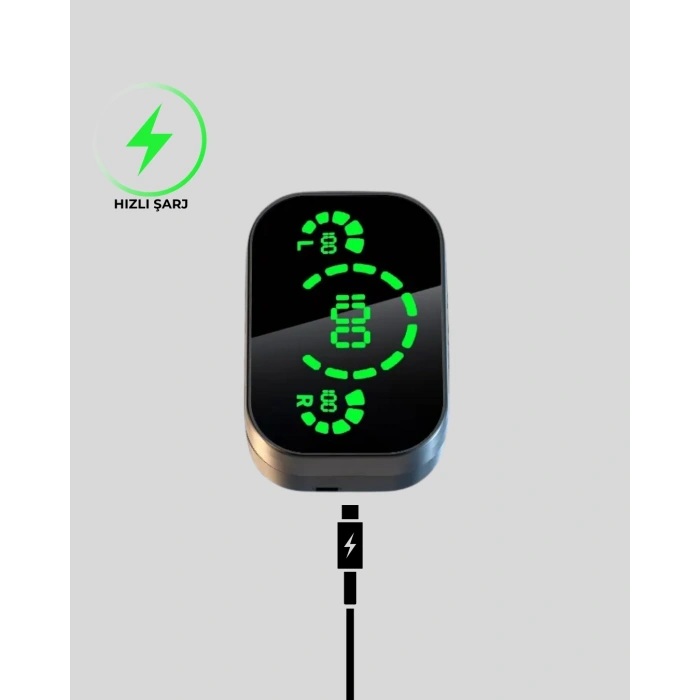 Gerçek Kablosuz Kulaklık – Bluetooth 5.0, Şarj Kutulu, Parmak İzi Kontrollü