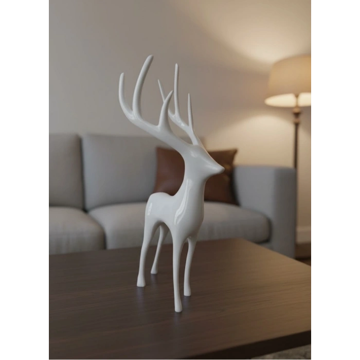 Geyik Figürü Beyaz
