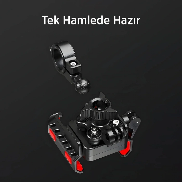 Gidon Bağlantılı 360° Derece Ayarlanabilir 3.5”-7.2” Uyumlu Motosiklet Bisiklet Telefon Tutucu