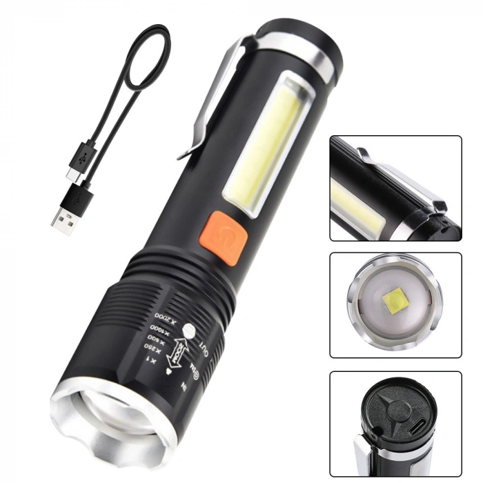 Gold Orion Km-102 4 Modlu Tip-c Şarjlı Zoomlu Taktikal El Feneri