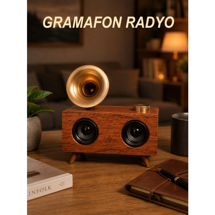 Gramafon Nostaljik Radyo Yüksek Ses Kalitesi Usb Tf Kart Aux Yeni Nesil