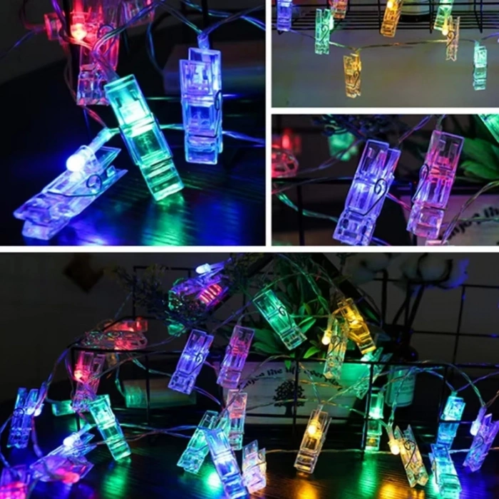 Greyder Gd972 Şerit Pilli Aydınlatma 2 Metre 10 Adet Rgb Mandal Led