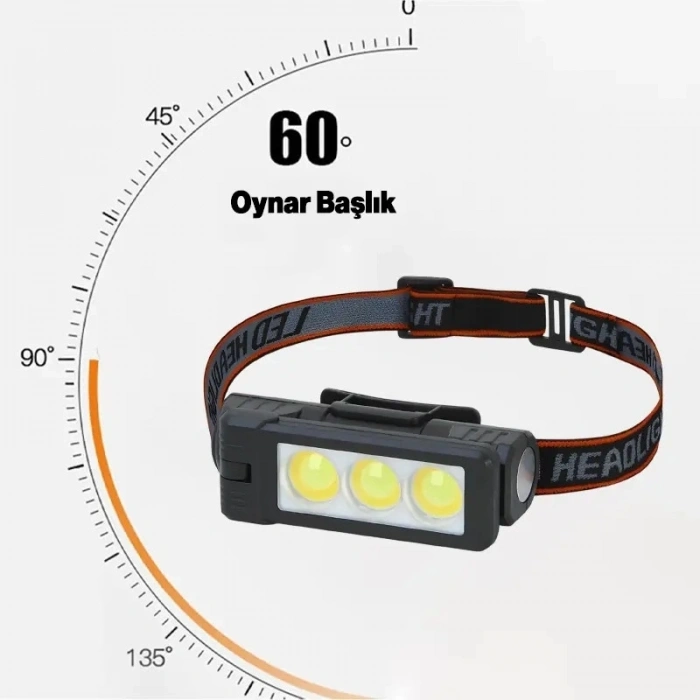 Gs-225 3 Led Usb Şarjlı Çok Fonksiyonlu Kafa Feneri