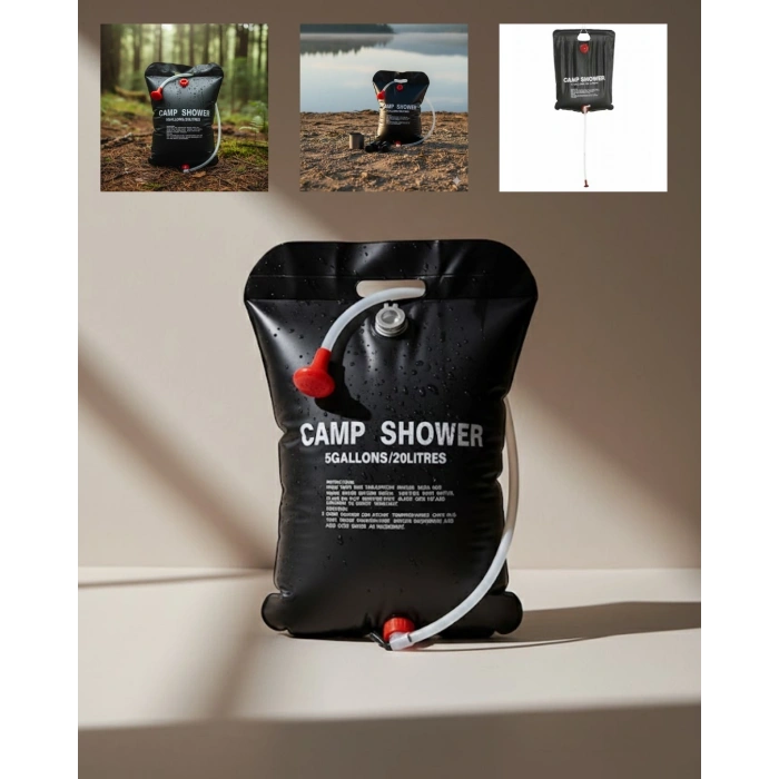 Güneş Enerjili Dış Mekan Duşu 20 Litre Dayanıklı Pvc Kamp Duş Sistemi