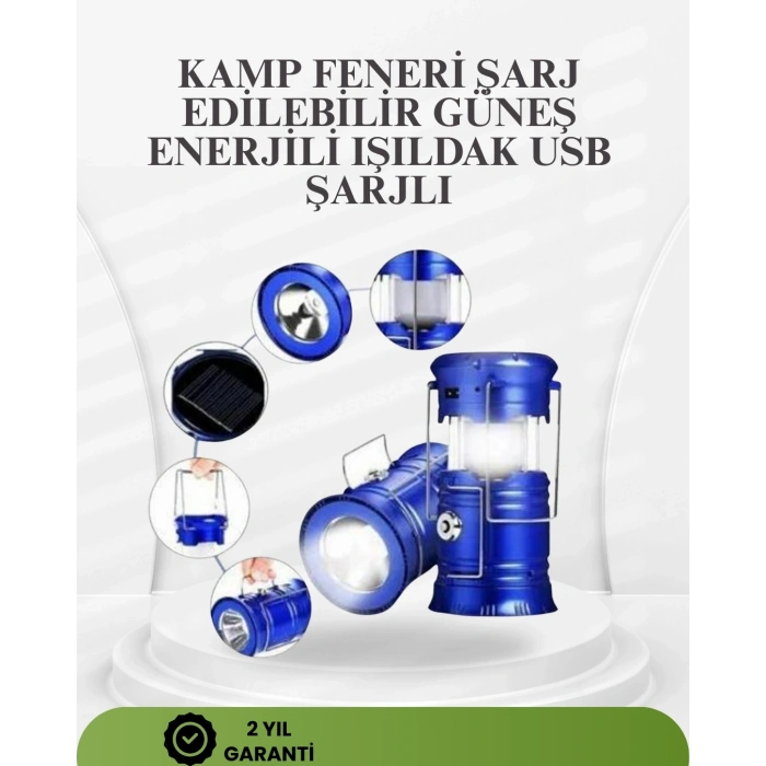 Güneş Enerjili Katlanabilir Kızaklı Kamp Feneri – Usb Şarjlı, Çok Yönlü Ve Dayanıklı Tasarım