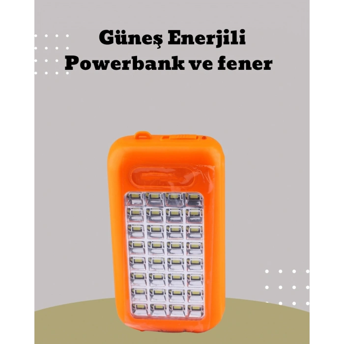 Güneş Paneli Destekli Powerbank Ve Led Işıldak – 10000 Mah, Çift Usb, Outdoor Kullanım İçin