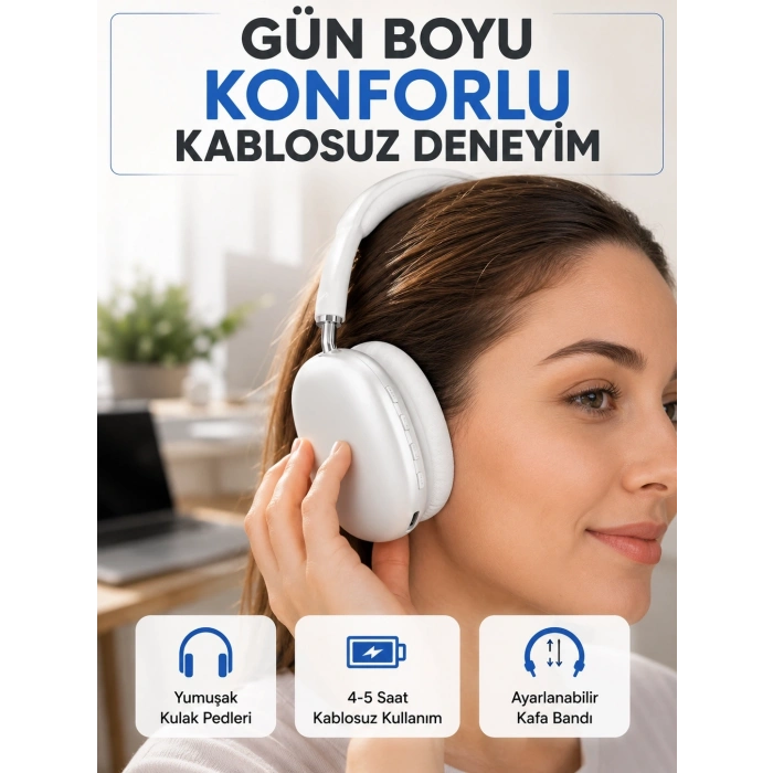 Gürültü Azaltmalı Bluetooth Kulaklık | 5 Saat Kesintisiz Müzik Yeni Nesil