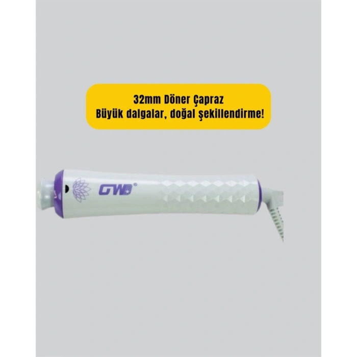 Gw 32mm Döner Başlıklı Saç Kıvırma Makinesi – Her An Her Yerde Profesyonel Şekillendirme