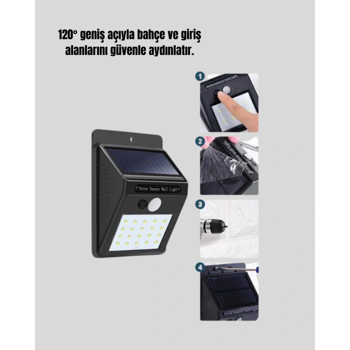 Hareket Algılamalı Solar Led Güvenlik Lambası