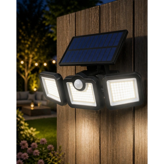 Hareket Sensörlü Solar Bahçe Lambası Güçlü Led Duvar Projektörü
