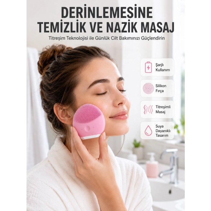 Hassas Ciltlere Özel Titreşimli Yüz Temizleme Ve Masaj Aleti