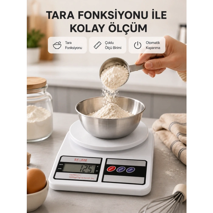 Hassas Dijital Mutfak Tartısı 1g Doğruluk, Lcd Ekran, Otomatik Kapanma Yeni Nesil