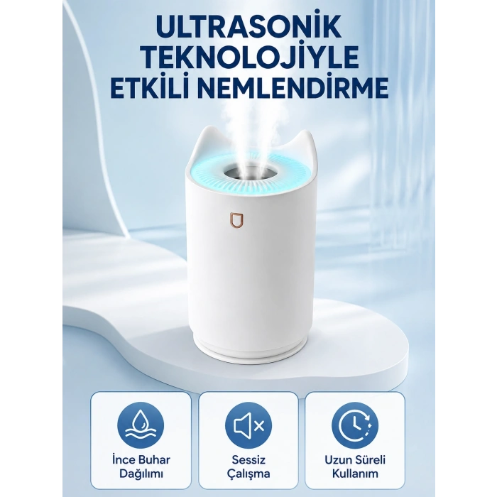 Hava Nemlendirici Ultrasonik Aroma Difüzör 7 Renk Led Işıklı Gece Lambası