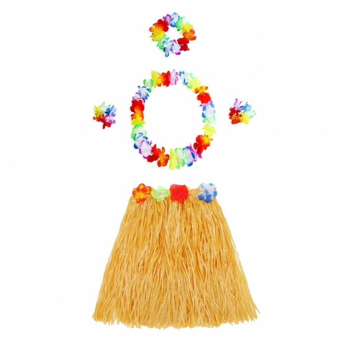 Hawaii Kolye Etek Taç Ve Bileklik Seti Turuncu