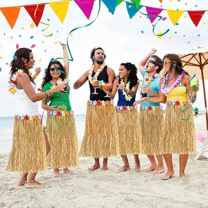 Hawaii Tarzı Hula Eteği – 60 Cm Hasır Natural Etek