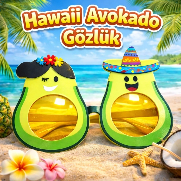 Hawaii Temalı Avokado Gözlük – Kostüm  Parti Gözlüğü