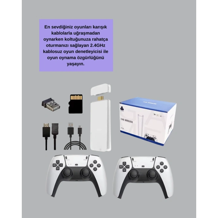 Hdmı Çıkışlı Kablosuz 2 Kollu 4k Retro Oyun Kutusu