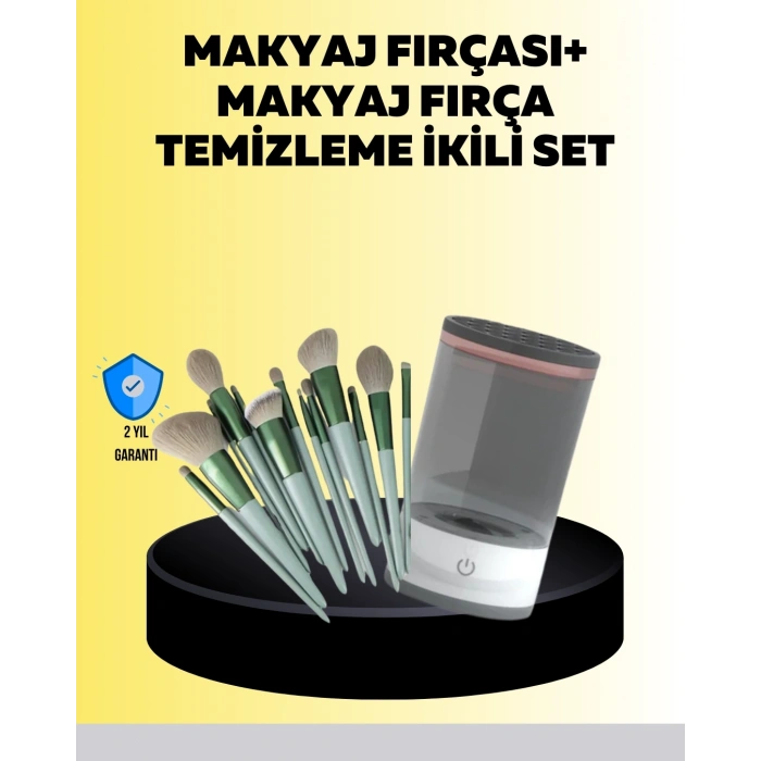 Hijyenik Makyaj İçin 13’lü Fırça Seti Ve Elektrikli Temizleyici