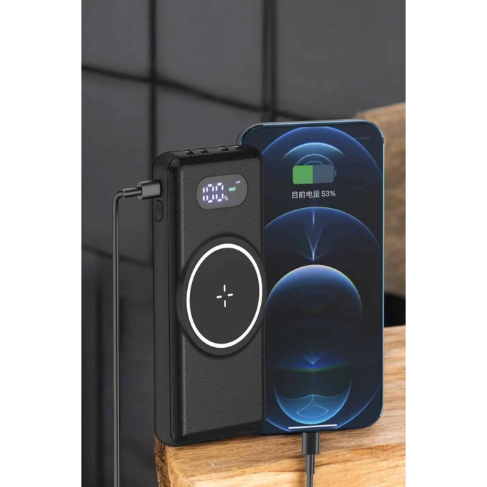 Hızlı Şarj Dijital Göstergeli Powerbankli Çoklu Şarj Özelliği