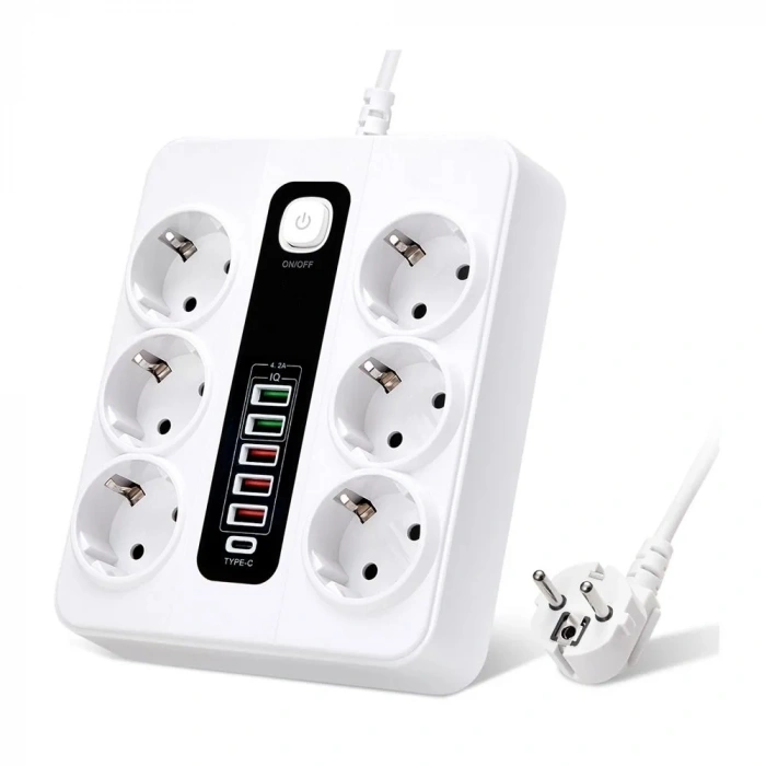 Hp-h04 3000w 10amper 6’lı 2metre Uzatma Kablolu Çoklu Termal Akım Priz