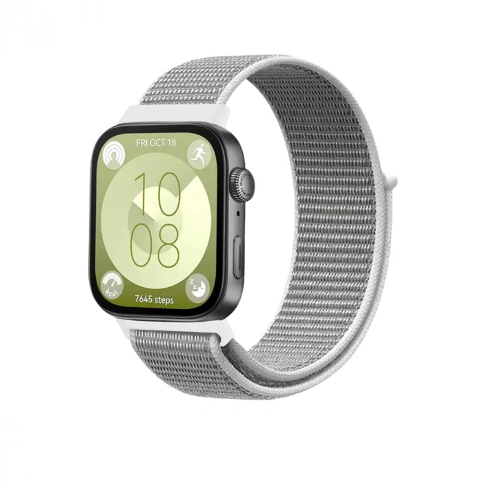 Huawei Fit 4 Hasırlı Cırtcırtlı Kordon (saat Değildir) - Beyaz