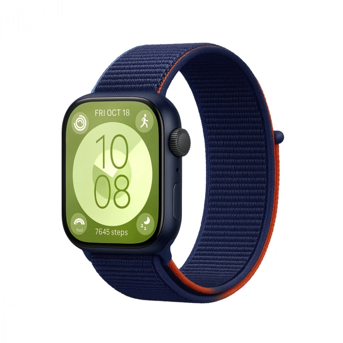 Huawei Fit 4 Hasırlı Cırtcırtlı Kordon (saat Değildir) - Lacivert-turuncu