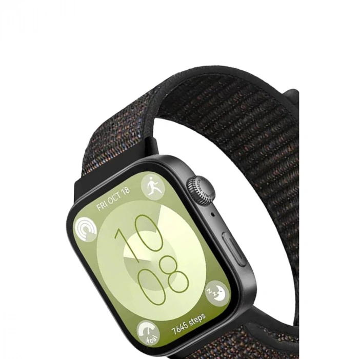 Huawei Fit 4 Hasırlı Cırtcırtlı Kordon (saat Değildir) - Siyah