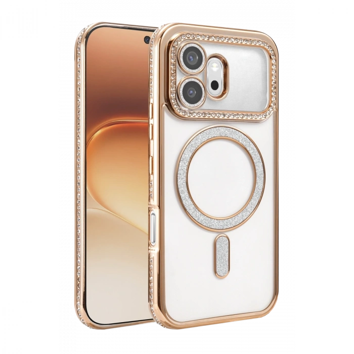 Huawei Honor 600 Joke Simli Magneticsafe Kılıf - Gold