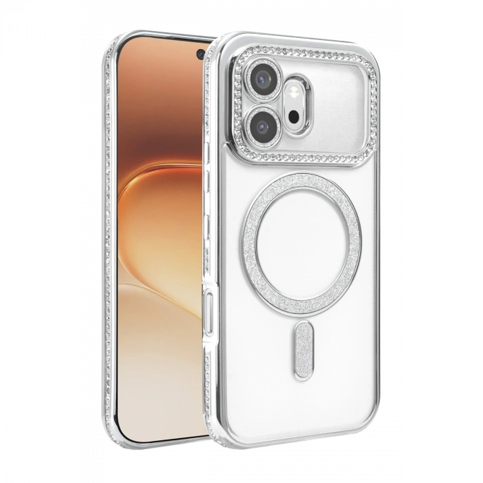 Huawei Honor 600 Joke Simli Magneticsafe Kılıf - Gümüş